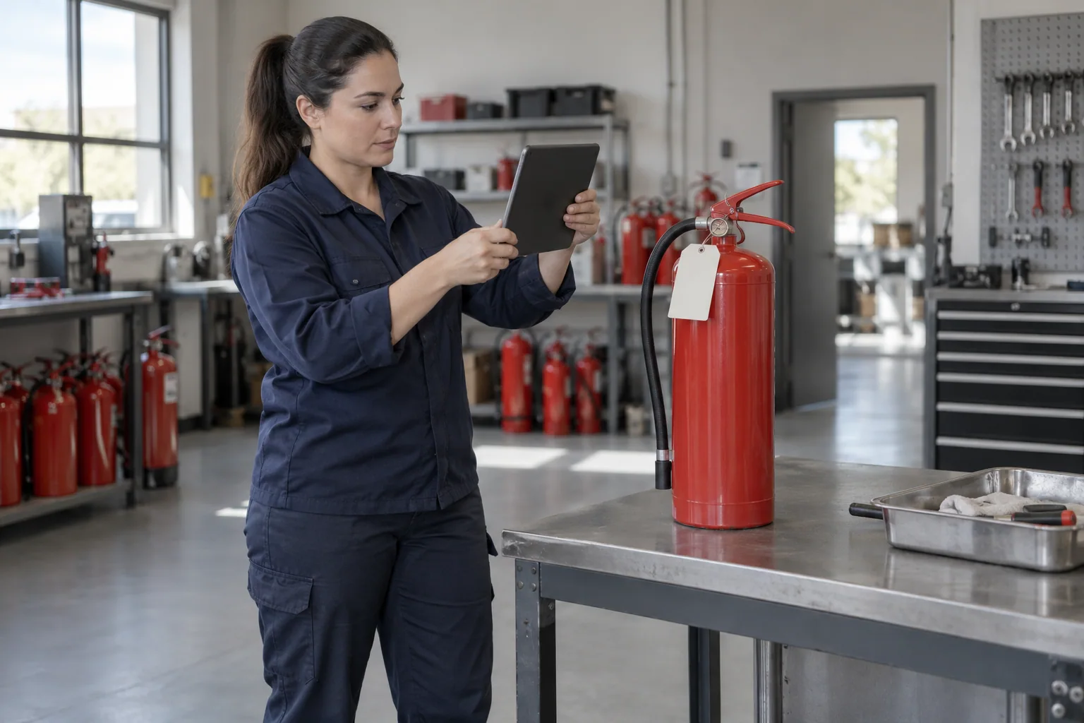 Registros e inspeção de equipamentos na oficina