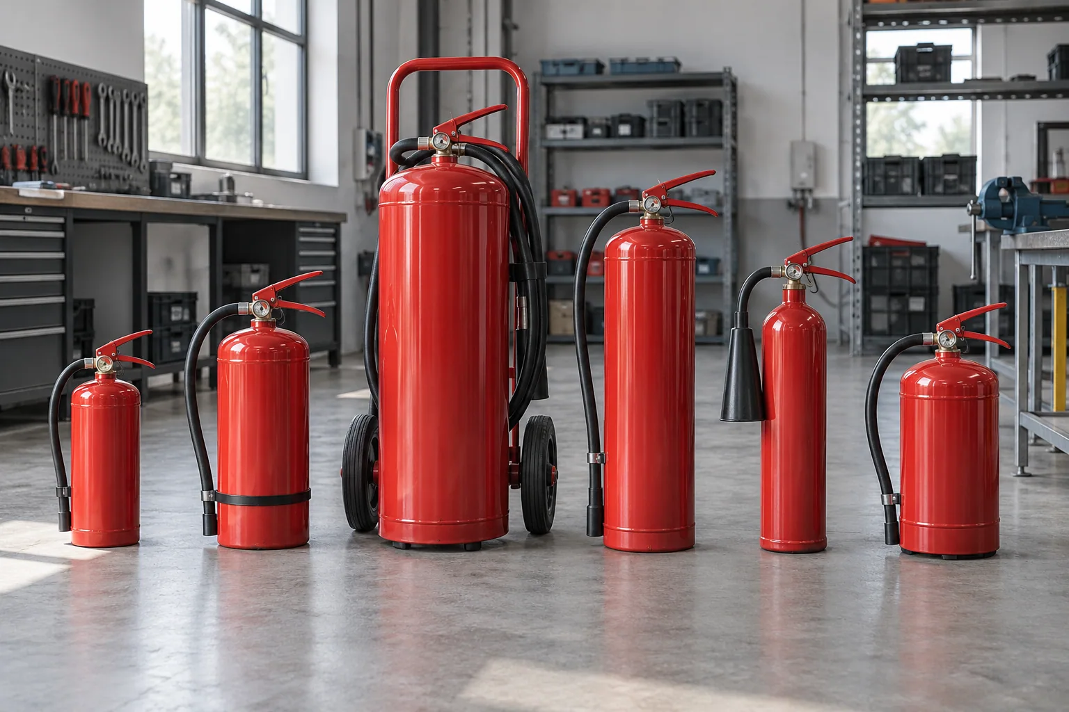 Equipe e equipamentos organizados na oficina